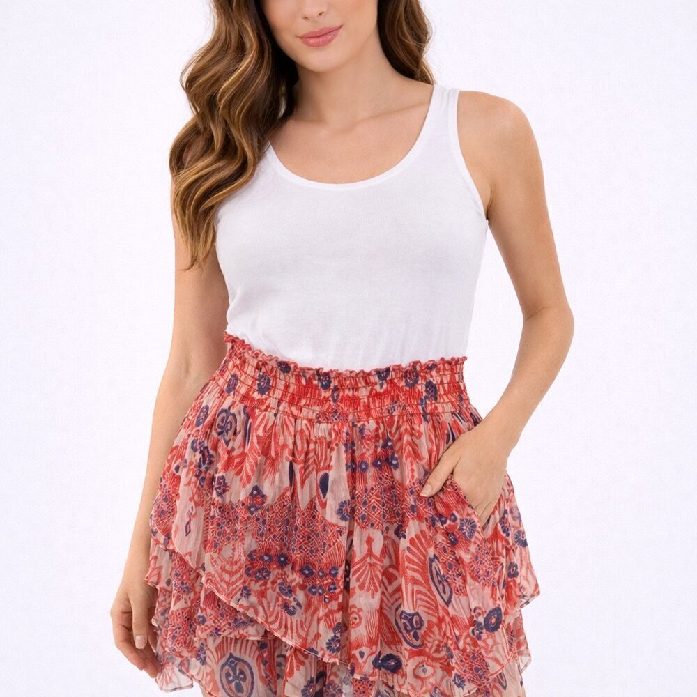 Anthropologie Weston Wear Tiered Mesh Skater Skirt S